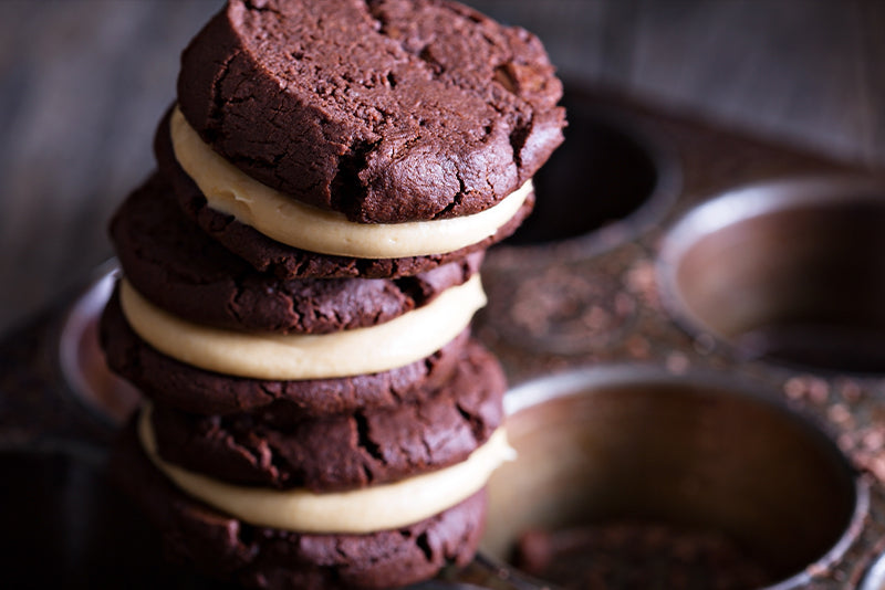 Chocolate and Peanut Butter Brownie Cookie Sandwich