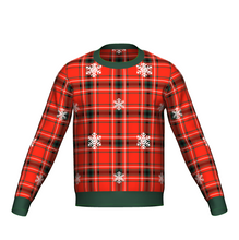 Load image into Gallery viewer, Women's Christmas Tartan Knitted Sweater Green Trim