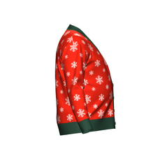 Load image into Gallery viewer, Men's Christmas Snowflake Knitted Cardigan Green Trim