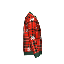 Load image into Gallery viewer, Women's Christmas Tartan Knitted Sweater Green Trim