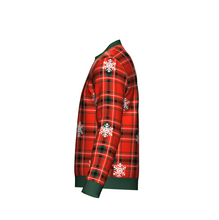 Load image into Gallery viewer, Women's Christmas Tartan Knitted Sweater Green Trim