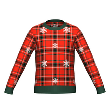 Load image into Gallery viewer, Men's Christmas Tartan Knitted Sweater Green Trim