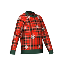 Load image into Gallery viewer, Men's Christmas Tartan Knitted Sweater Green Trim