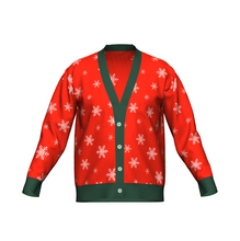 Load image into Gallery viewer, Women's Christmas Snowflake Knitted Cardigan Green Trim