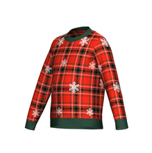 Load image into Gallery viewer, Men's Christmas Tartan Knitted Sweater Green Trim