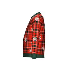 Load image into Gallery viewer, Men's Christmas Tartan Knitted Sweater Green Trim