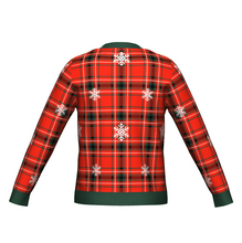 Load image into Gallery viewer, Men's Christmas Tartan Knitted Sweater Green Trim