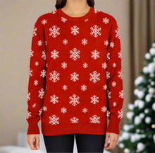 Load image into Gallery viewer, Love to Sing Christmas Snowflake Pattern Knitted Sweater