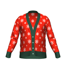 Load image into Gallery viewer, Men's Christmas Snowflake Knitted Cardigan Green Trim