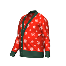 Load image into Gallery viewer, Men's Christmas Snowflake Knitted Cardigan Green Trim