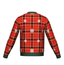 Load image into Gallery viewer, Women's Christmas Tartan Knitted Sweater Green Trim
