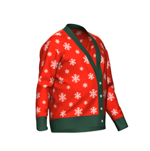 Load image into Gallery viewer, Men's Christmas Snowflake Knitted Cardigan Green Trim