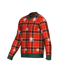 Load image into Gallery viewer, Women's Christmas Tartan Knitted Sweater Green Trim
