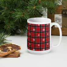 Load image into Gallery viewer, Christmas Tartan White Glossy Mug