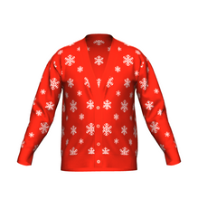 Load image into Gallery viewer, Women&#39;s Christmas Snowflake Knitted Cardigan Red Trim
