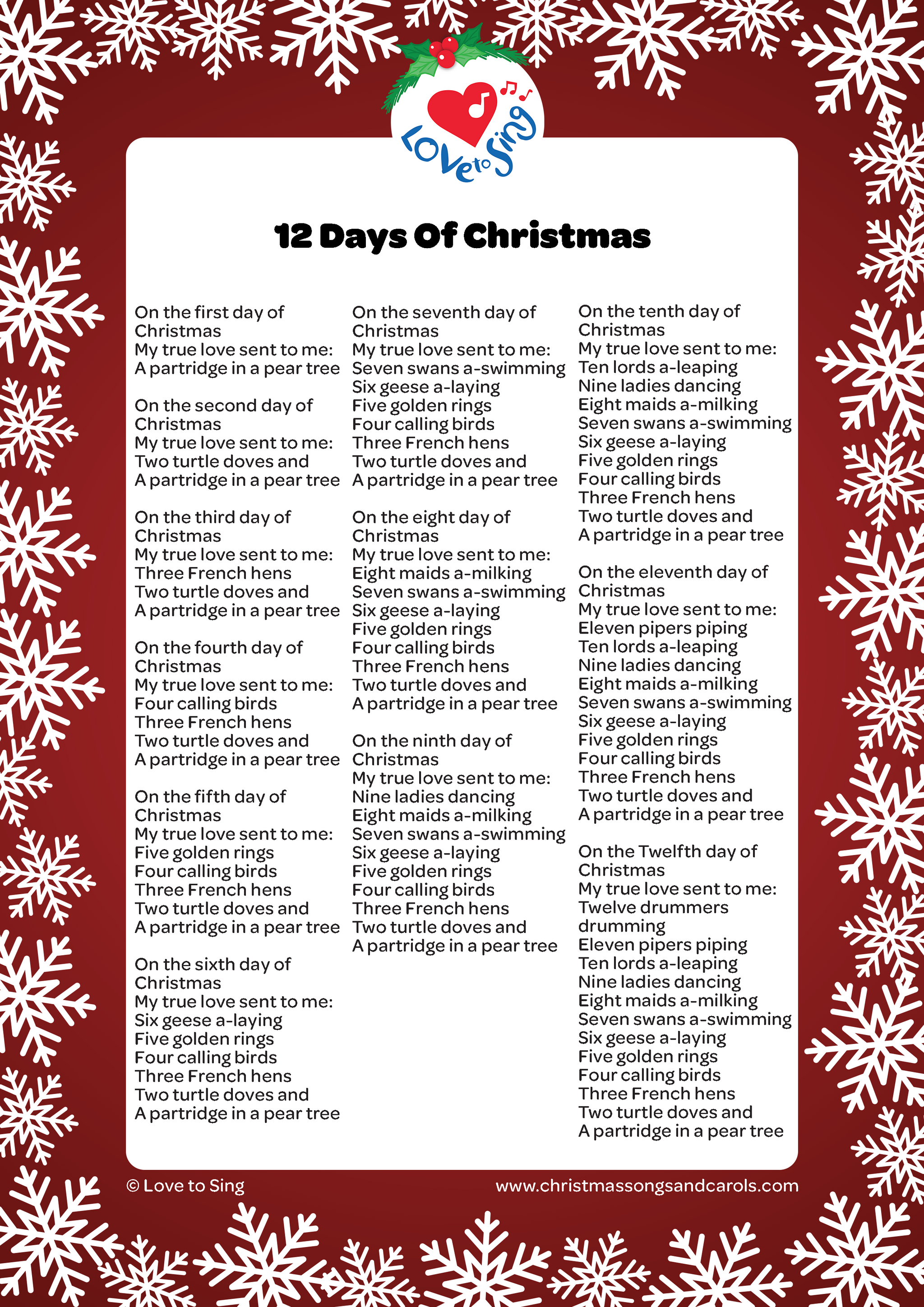 12 Days of Christmas 98e4259b c121 4d64 81e2 12 days of christmas lyrics | love to sing