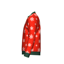 Load image into Gallery viewer, Women&#39;s Christmas Snowflake Sweater Green Trim
