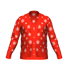 Load image into Gallery viewer, Men&#39;s Christmas Snowflake Cardigan Red Trim
