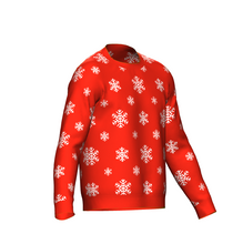 Load image into Gallery viewer, Men&#39;s Christmas Snowflake Sweater Red Trim

