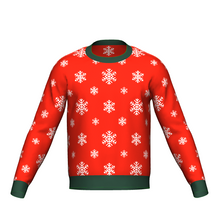 Load image into Gallery viewer, Women&#39;s Christmas Snowflake Sweater Green Trim
