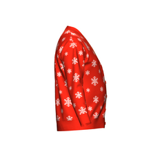 Load image into Gallery viewer, Women&#39;s Christmas Snowflake Knitted Cardigan Red Trim
