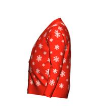 Load image into Gallery viewer, Men&#39;s Christmas Snowflake Cardigan Red Trim
