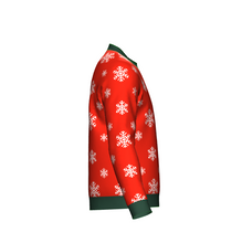 Load image into Gallery viewer, Women&#39;s Christmas Snowflake Sweater Green Trim
