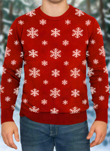 Load image into Gallery viewer, Love to Sing Christmas Snowflake Knitted Sweater with Green Trim
