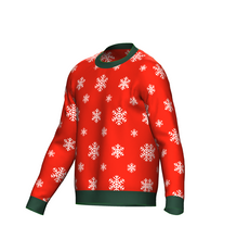 Load image into Gallery viewer, Women&#39;s Christmas Snowflake Sweater Green Trim
